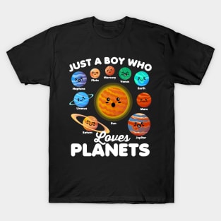 Just a Boy Who Loves Planets Fun Solar System Space Science T-Shirt